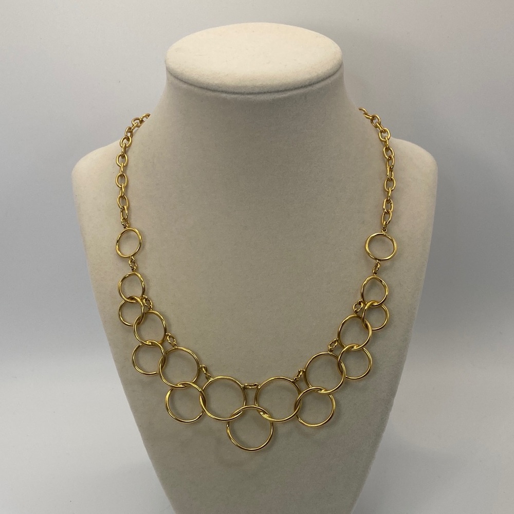 Vintage Premier Designs Gold Tone Matte Rings Bib Necklace